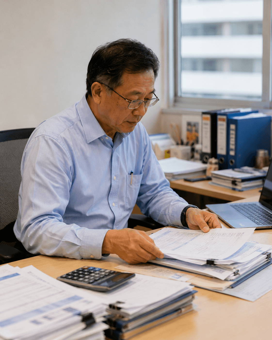 Founding partner at desk