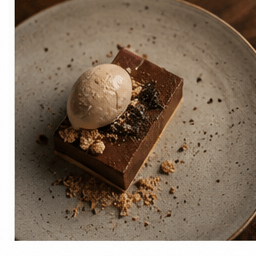 Olive oil cake, milk ice