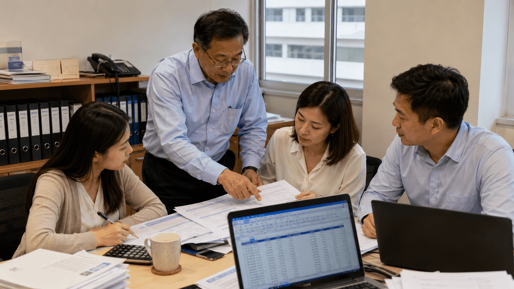 The partner running a Monday close with the senior associates