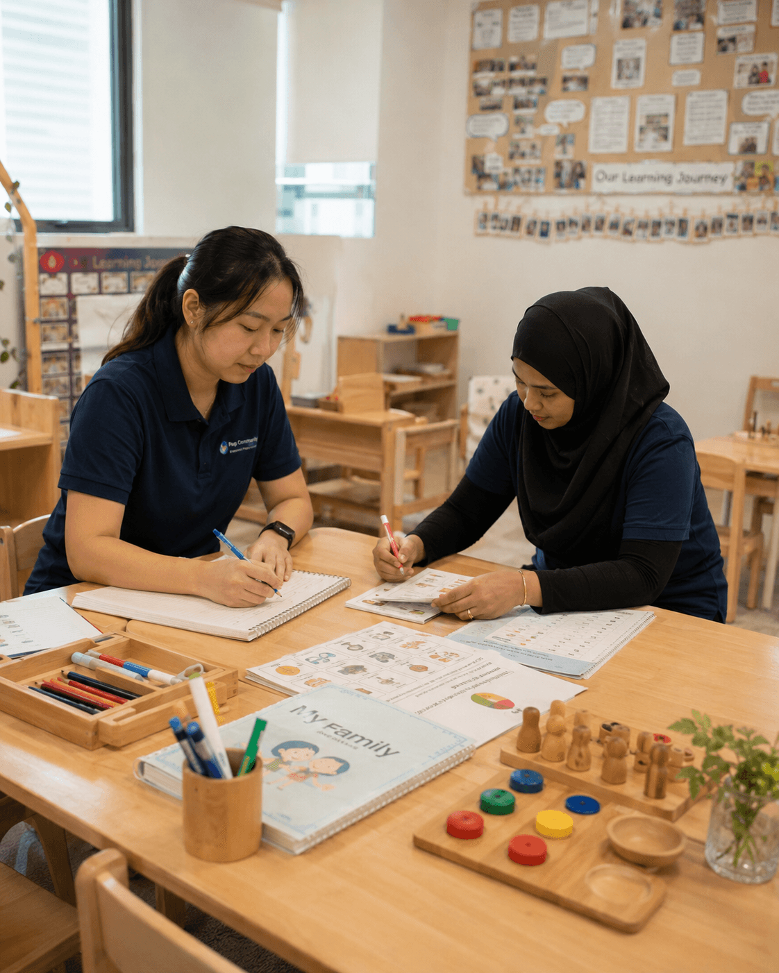 Children at a project work station