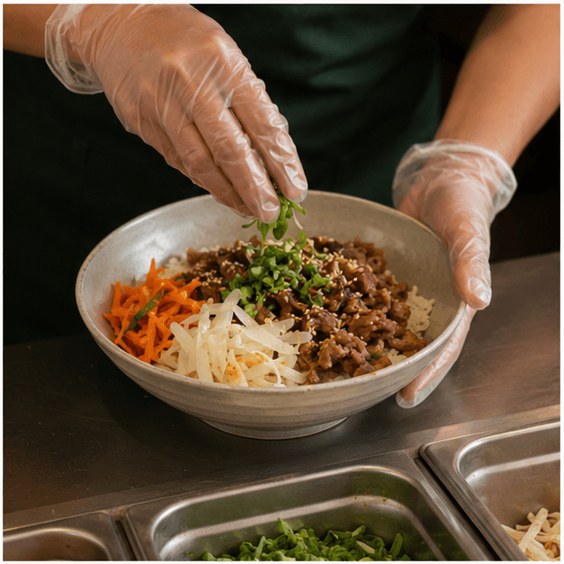 Bibimbap, hand-plated