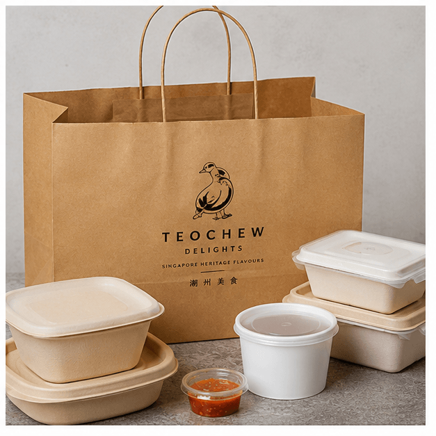 Takeaway · paper bag, two boxes